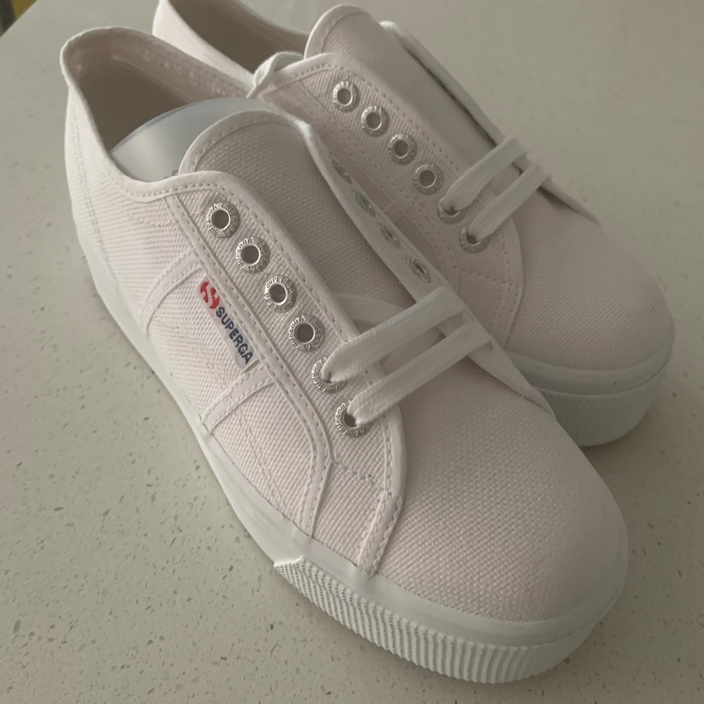 Superga 2790 white platform sneakers
